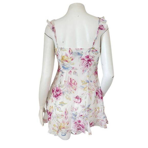 Majorelle Milkmaid Floral Mini Dress Size Small White Pink Tie Front Sunbeams - Picture 6 of 14